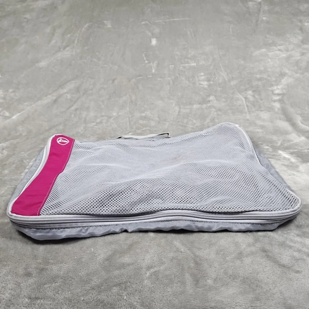 Lands End Packing Cubes Lot Of 2 Gray Pink Travel Organizers Compression Luggage